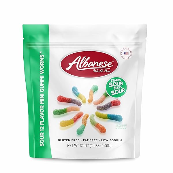 ALBANESE WORLD’S BEST SOUR 12 FLAVOR MINI GUMMI...
