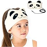 CozyPhones Over The Ear Headband Headphones - Kids Headphones Volume Limited with Thin Speakers & Super Soft Fleece Headband - Ivory Panda