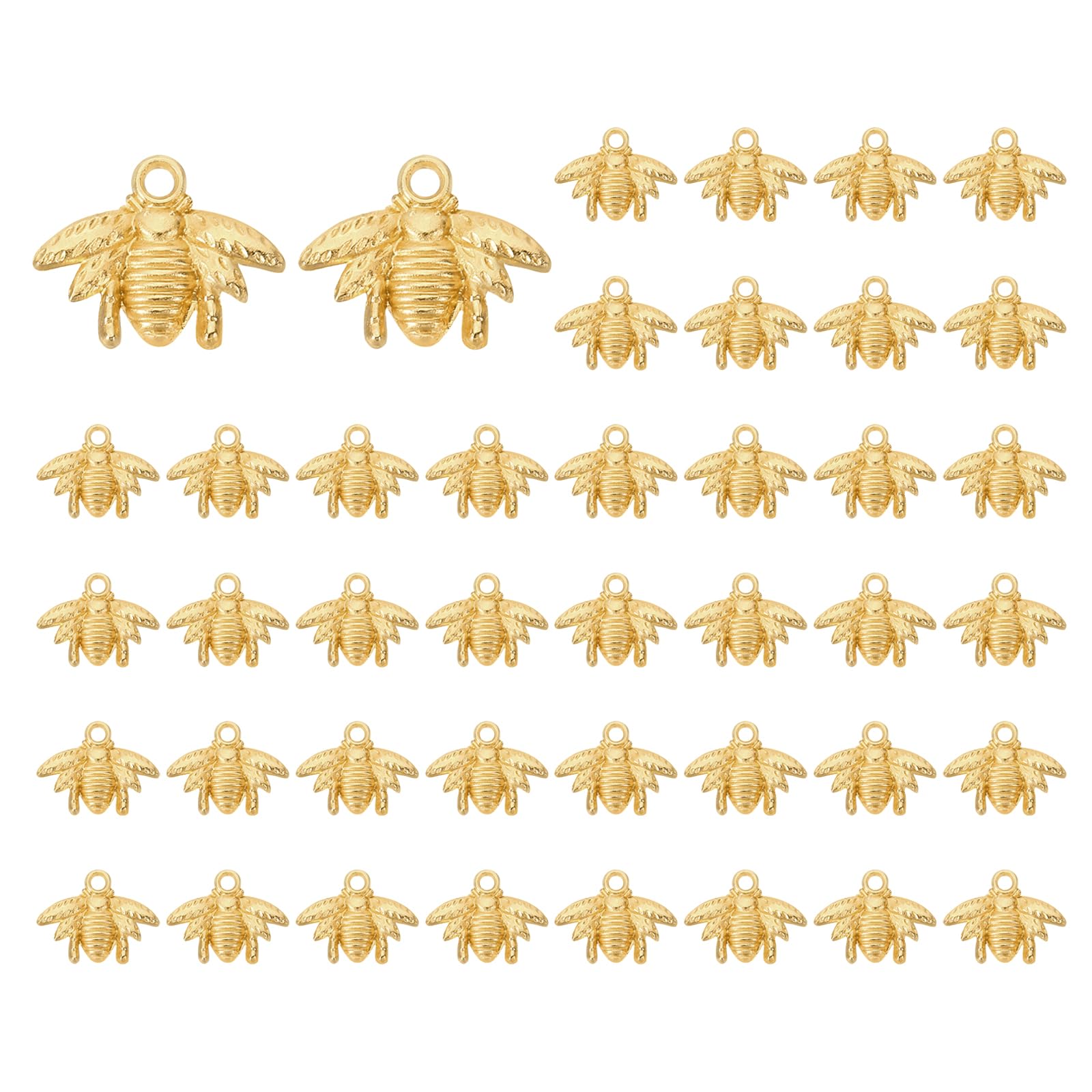 PATIKIL Bee Charm, 50 Pcs Alloy Honeybee Charm Pendant for DIY Crafts, Light Gold, 0.6 x 0.8 Inch