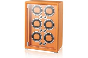 KOHUDIS Watch Winder for 2/4/6/9 Automatic Watches, high-end Leather Making, Super Quiet Mabuchi Motor, Two Power Modes, Built-in led Lights