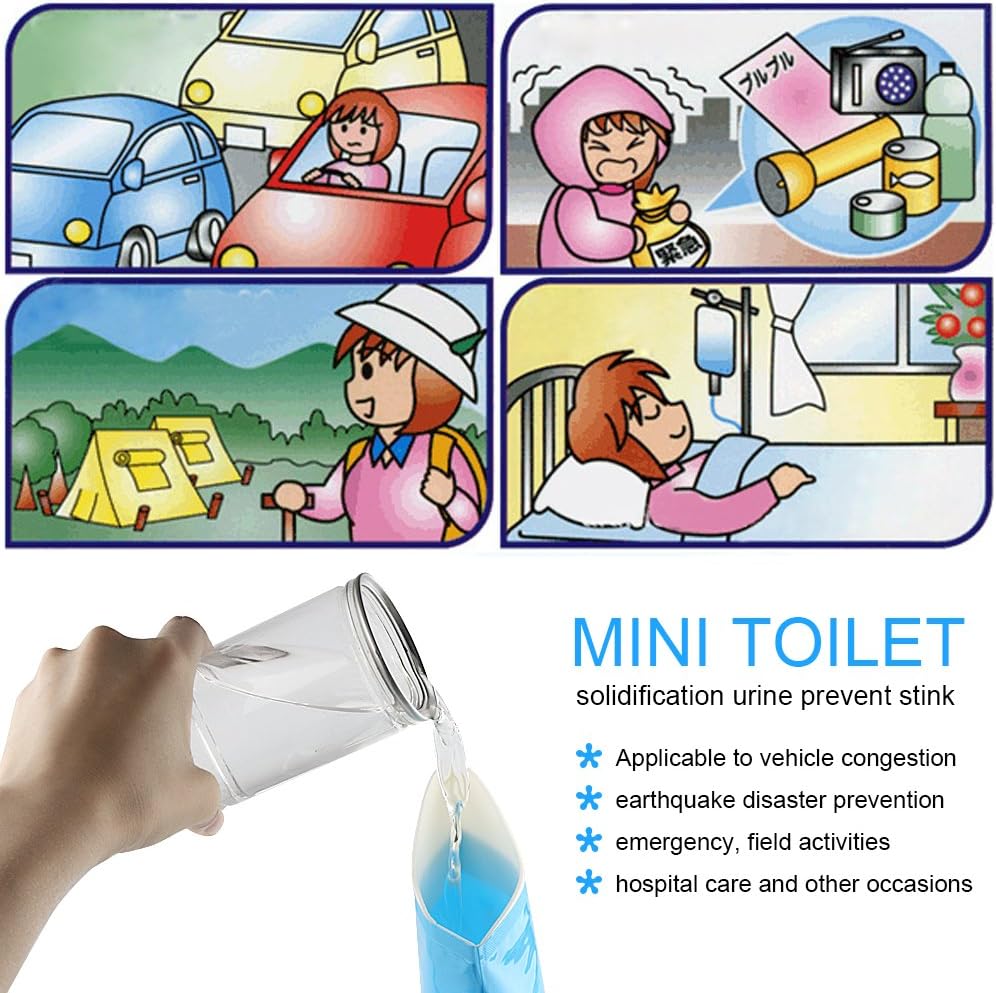 GGBuy Disposable Urine Bags Camping Pee Bags for Travel Urinal Toilet Super Absorbent Traffic Jam Emergency Portable Urine Bag Pee Bags Car Toilet for Men Women Children Brief Relief, 10 Pcs : Sports & Outdoors