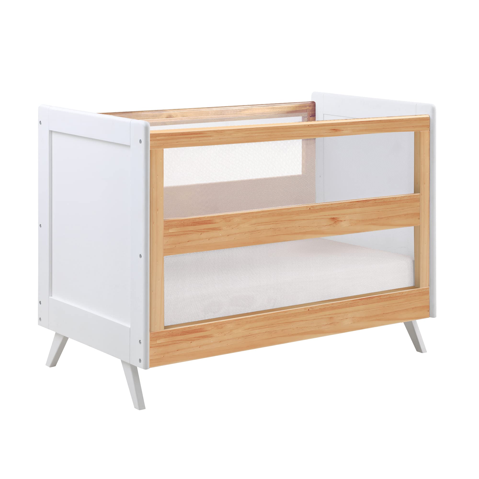 Photo 1 of BreathableBaby Breathable Mesh 3-in-1 Convertible Crib (Toddler Bed Kit Sold Separately) — Beech & White — Two Adjustable Mattress Heights — Greenguard Gold Certified