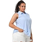 Agnes Orinda Women's Plus Size Sleeveless Top Summer Casual Office Button Down Tank Tops Shirts