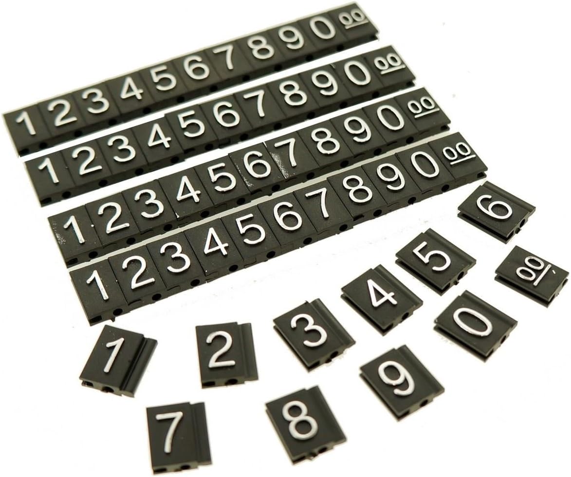 Silver Arabic Number Letter 1 2 3 4 5 6 7 8 9 0 and 00 on Black Sale Price Display Tag Label Supplement for Shop