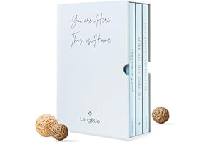 Lang&Co Decorative Book Set of 3 Real Books in Slipcase - 9" Hardcover Blank Page Faux Coffee Table Books for Shelves, Mantels, Minimalist Home Decor - Stylish, Ready-to-Display, No Assembly Needed