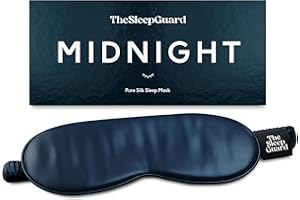 TheSleepGuard Pure Silk Sleep Mask [100% 6A Mulberry Silk, 22 Momme] Light Blocking Travel Essentials. Eye Masks for Sleeping. Black Oeko-Tex Blindfold. Eye Covers for Men & Women