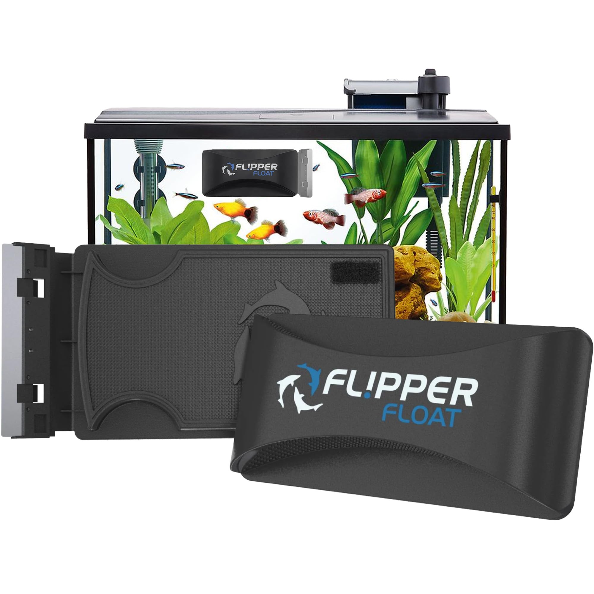 Photo 1 of FL!PPER Flipper Cleaner Float - 2-in-1 Floating Magnetic Aquarium Glass Cleaner - Fish Tank Cleaner - Scrubber & Scraper Aquarium Cleaning Tools - Floating Fish Tank Cleaner, Standard