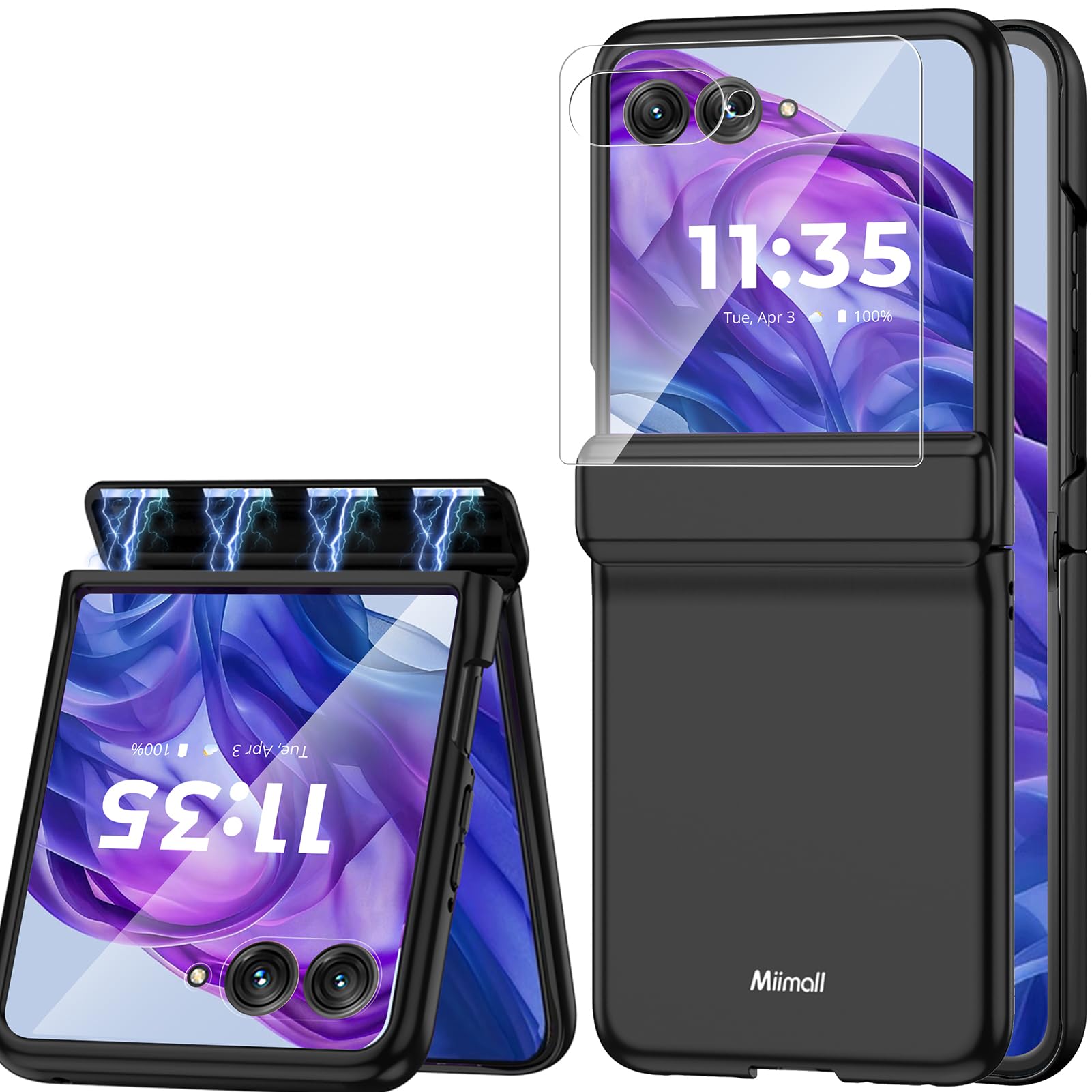 Photo 1 of Miimall Slim Case for Motorola Razr+ Plus 2024 with Screen Protector, Hinge Cover, Wireless Charging Bumper Case for Razr 50 Ultra