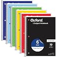 Oxford Spiral Notebook 6 Pack, 1 Subject, College Ruled Paper, 8 x 10-1/2 Inch, Color Assortment Design May Vary (65007)