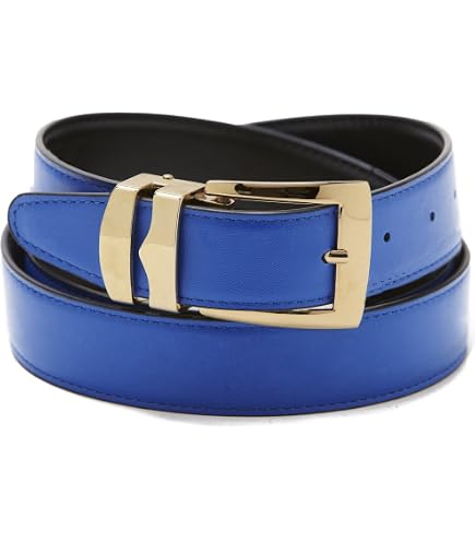 Concitor Men's Belt Reversible Wide Bonded Leather Gold-Tone