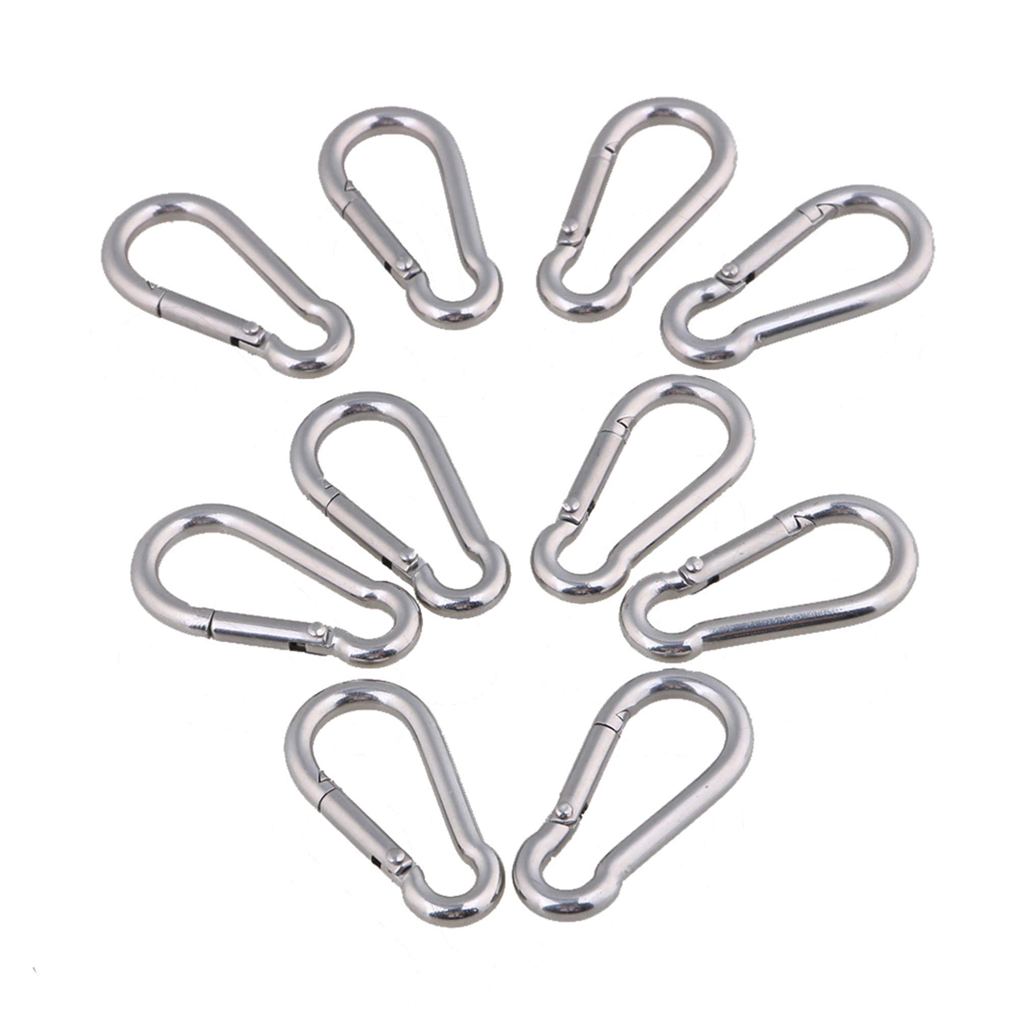 Mxfans M4 4cm Snap Spring Hook Clip for Backpack Stainless Steel Set of 10