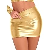 Kepblom Women's Metallic Mini Skirt : Sexy Faux Leather Micro Mini Skirt