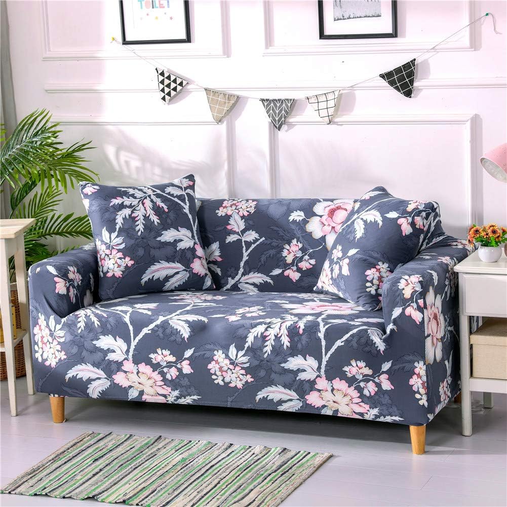 Stretch Sofa Slipcover Fitted Furniture Protector Print Sofa Cover Stylish Couch Cover with 2 Pillow Cases for Loveseats/Sofas/Sectional Couches,Blue Branch