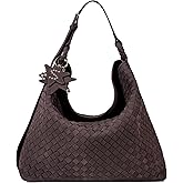 Suede Woven Hobo Bag, Oversized Suede Bag, Woven Tote Purses for Women, Large Crossbody Shoulder Slouchy Handbag