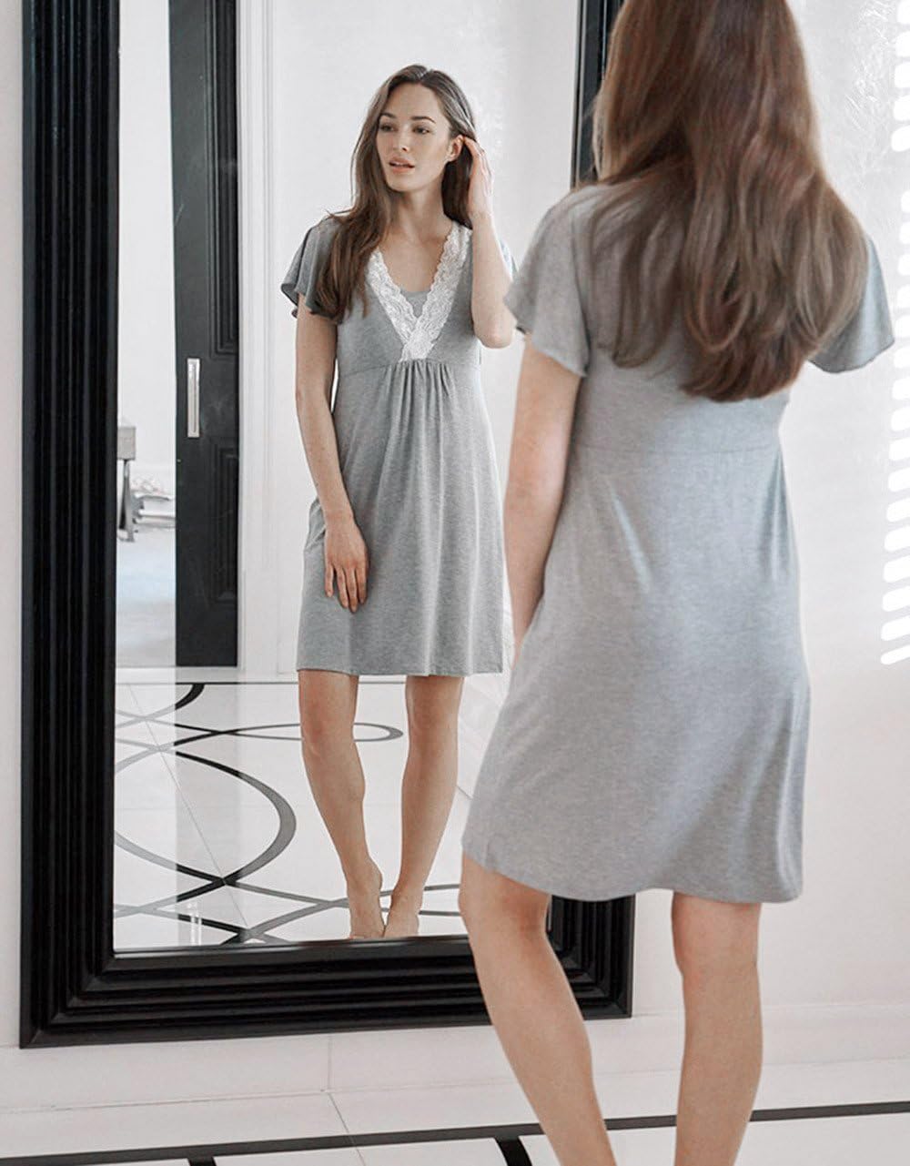 Robe Maternite Dentelle Yesmile Femmes Mere Dentelle Preimpregnants Casual Allaitement Bebe Pour Robe De Pyjama De Maternite Vetements Robes