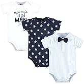 Hudson Baby Infant Boy Cotton Bodysuits, Mommys Little Man Bow Tie, 12-18 Months
