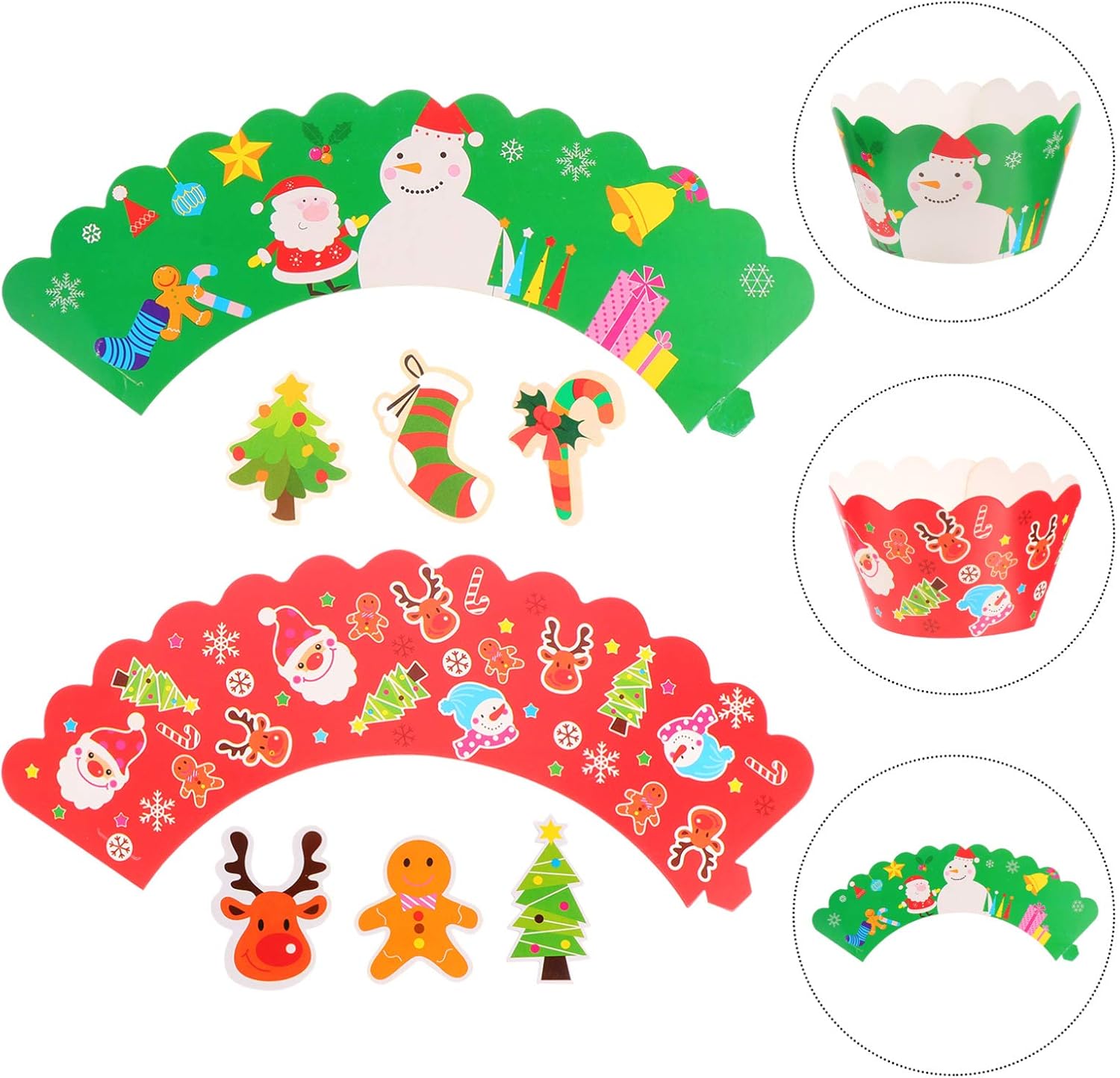 Amazon Bestomz 48個のクリスマスカップケーキトッパーとラッパーデザートケーキマフィントッパーピック Diyベーキングカップケーキカップラッパーサンタクローススノーマンツリーフードピック8x8x5 5cm ベーキングカップ オンライン通販