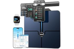 RENPHO Smart Scale for Body Weight, 8-Electrode Body Composition Scale with BMI, Body Fat, Muscle Mass, Rechargeable Body Fat Scale with Full-Color TFT LCD on Handle, MorphoScan Nova