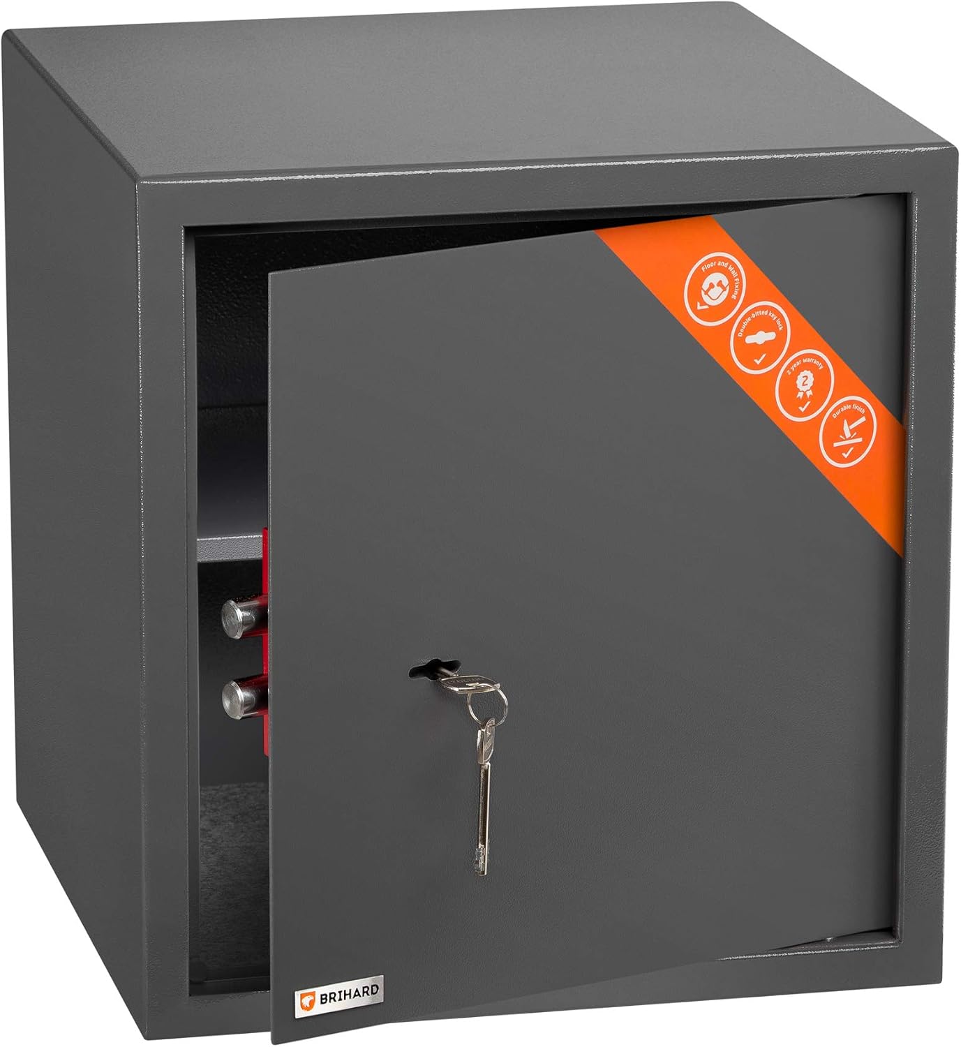 Brihard Business Key Lock Safe 40x36x36cm with Fireproof Money Bag, Large Document Safe 48L with Removable Shelf - Image 4
