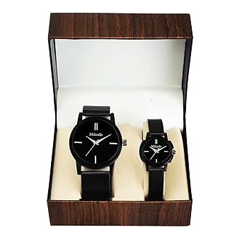 Mikado Analogue Black Dial Women's & Men's Couple Watch- Unite V1