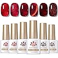 Born Pretty Burgundy Red Gel Nail Polish Set Ruby Red Glitter Cat Magnetic Eye Gel Nail Polish Christmas Blood Red Cherry Wine Red Gel Polish Collection Soak Off Gel Nail Kit Minicure DIY Gifts 6PCS