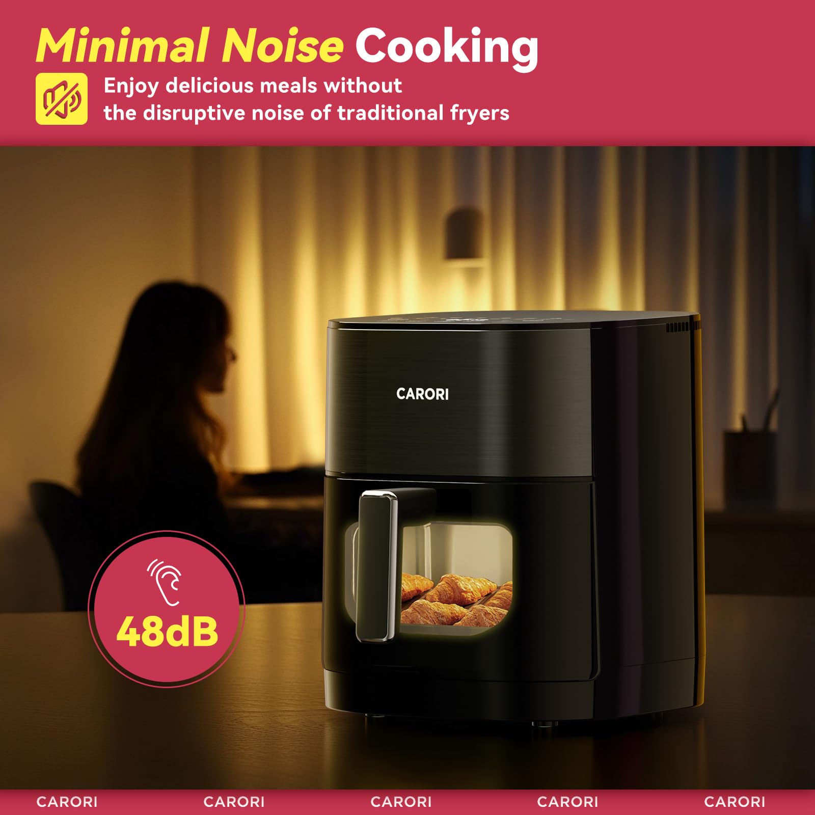 Freidora de aire 14 en 1 con ventana de visualización, gran capacidad de 6 cuartos, crujiente máxima de 392 ℉, freidora de aire sin filtración de doble calentamiento, hornear, asar, deshidratar, recalentar, comidas rápidas e incluso fáciles de 1700 W, canasta antiadherente apta para lavavajillas