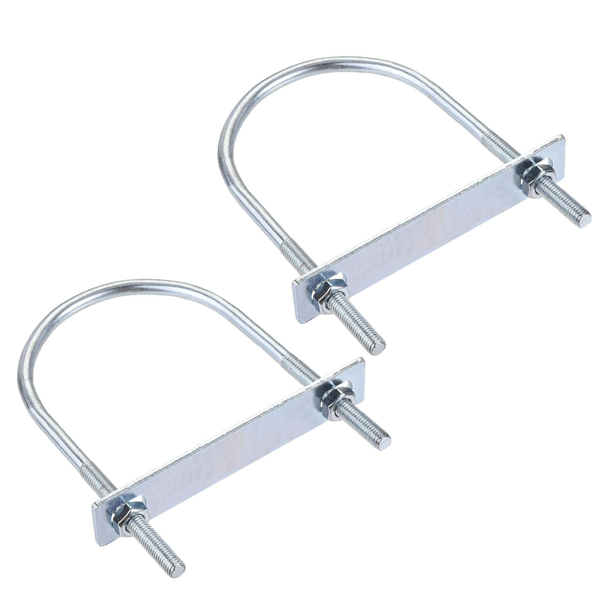 sourcing map Round U-Bolts 2 Sets 3.54"(90mm) Inner Width 150mm Length Steel M8 with Nut, Plate