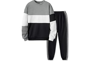 Tainmully Boys Clothes Long Sleeve Color-blocked Sweatshirt Tops and Pants Winter Outfits Kids Clothes Boys for 6-16 Years