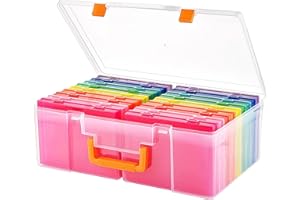 Photo Storage Box 5" x 7", 18 Inner Extra Large Photo Organizer Acid-Free Photos Storage Case with Handle, Plastic Craft Keep