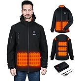 DOACE 12V Soft Shell Heated Jacket for Men and Women with14400mAh Battery Pack, Winter Outdoor Unisex Electric Heating Hoodie