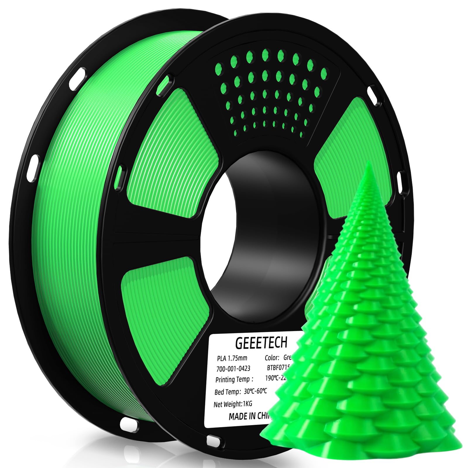GEEETECH 3D Printing Filament, PLA Filament 1.75mm PLA Filament for 3D Printer,Green