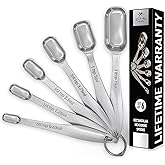 Zulay Stainless Steel Measuring Spoons Set - Rectangular Metal Measuring Spoons with Slim Design for Narrow Spice Jars - Easy