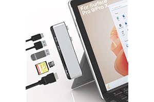 YEEMIE PRO Surface Pro 9 Hub Docking Station with 4K HDMI, USB-C Thunerbolt 4(Video+Data+100W Charge), 2X USB3.0, SD+TF Card Slot, Triple Display(Surface Pro9+HDMI+USB C) for Microsoft Surface Pro 9/Pro X