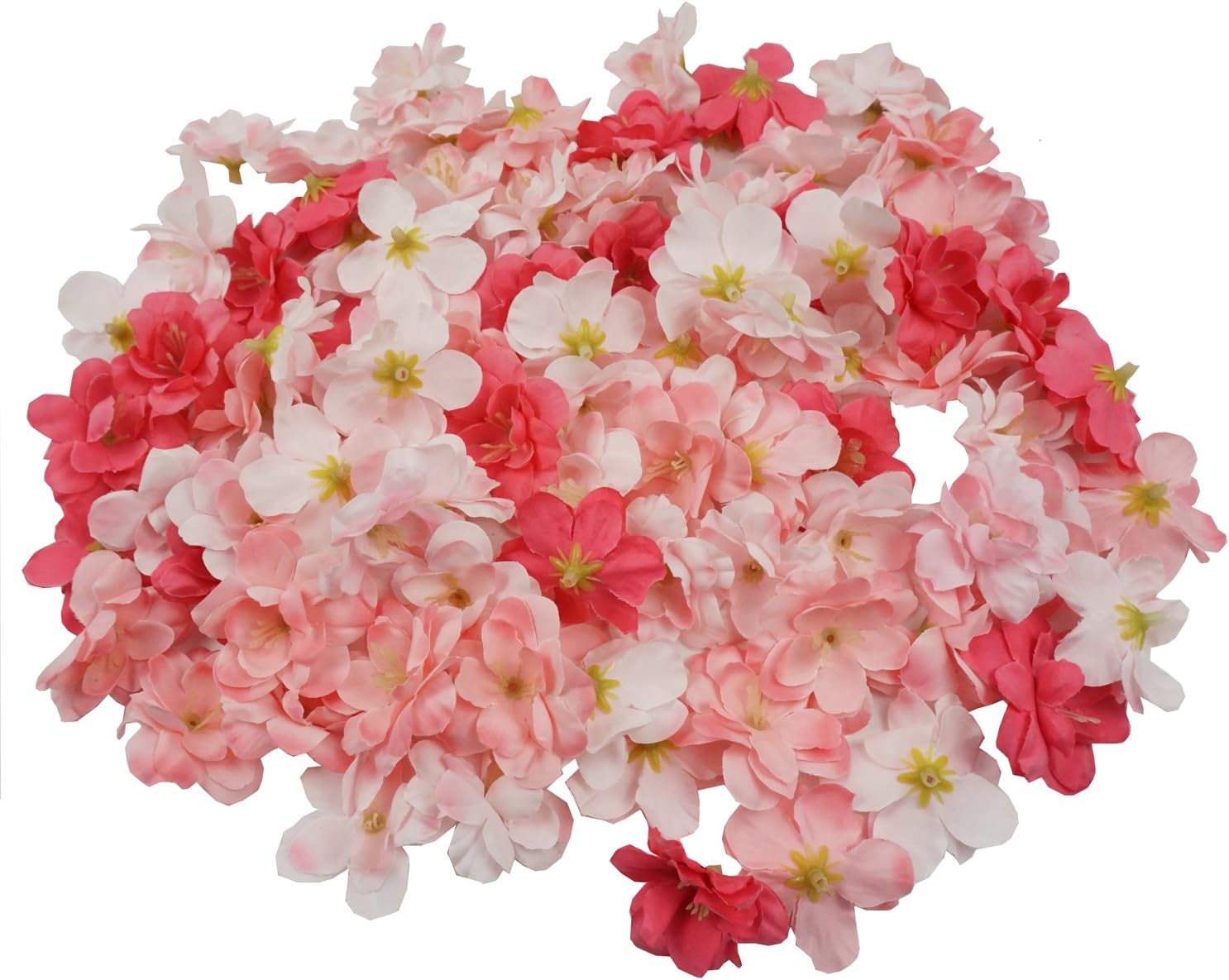 Colorfulife Cherry Blossom Flower Heads, 100pcs Artificial Silk Sakura Flower Head Petals Bridal Wedding Party Supply Table Floor DIY Decoration Centerpieces Home Decorative (Peach Pink)