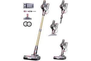 RYLTKISS Cordless Vacuum Cleaner, 550W 45Kpa 60Mins Vacuum Cleaners for Home, Anti-tangle Stick Vacuum with Self-Standing, Wall Mount Charging, LDE Display, Wireless Vacuum for Carpet Pet Hair Hardfloor