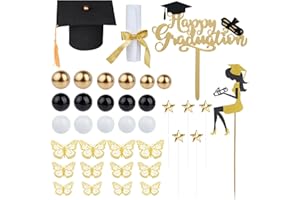 cnomg Graduation Cake Decorations Black Gold Graduation Cake Topper Decorations for 2026 High School College Senior Graduatio