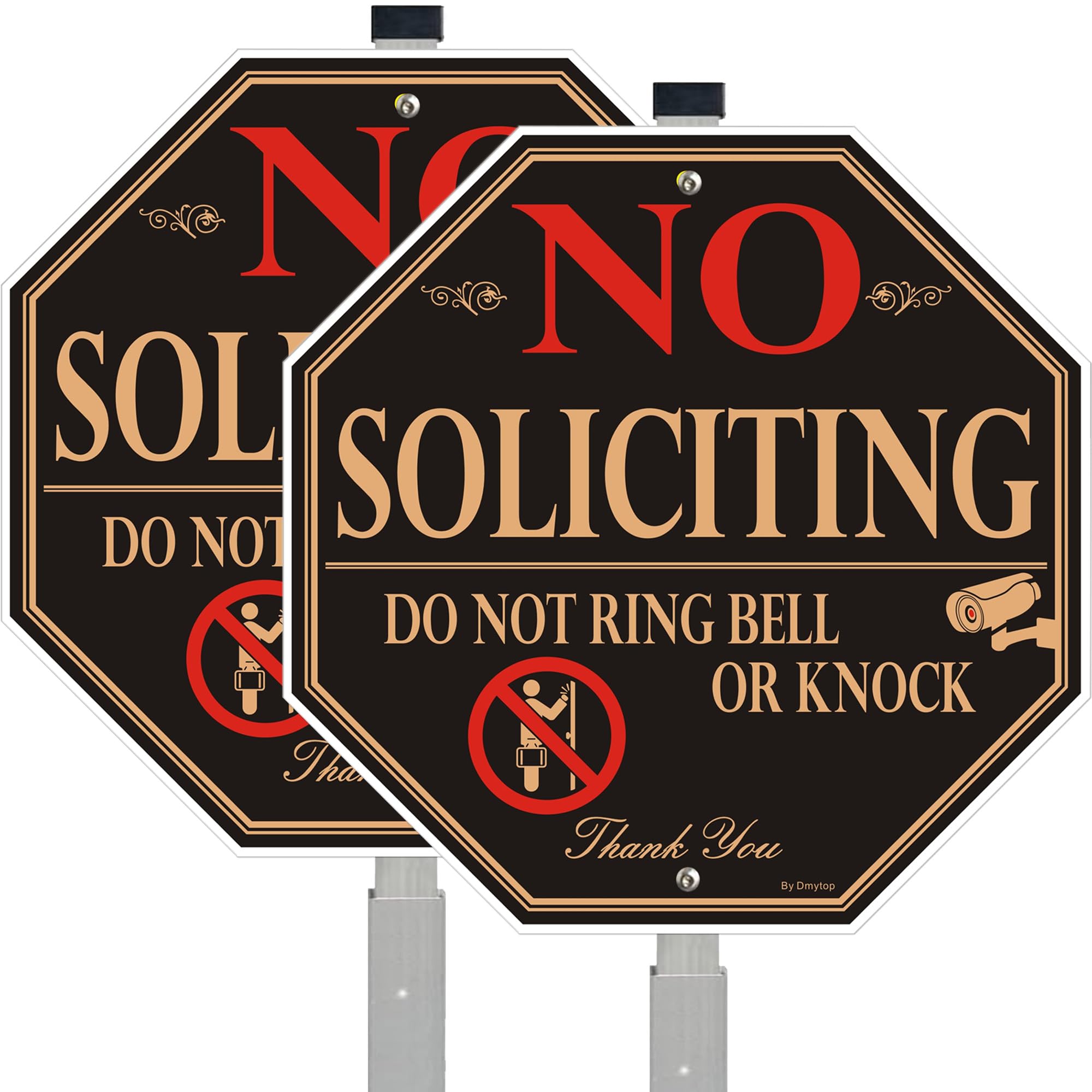 Photo 1 of 2 Pack No Soliciting Yard Sign for House with 28" Aluminum Alloy Stake -10" x 10" - "Do Not Ring Bell or Knock" Warning Metal Sign for Home Front Door, UV Protected Rust & Fade Resistant