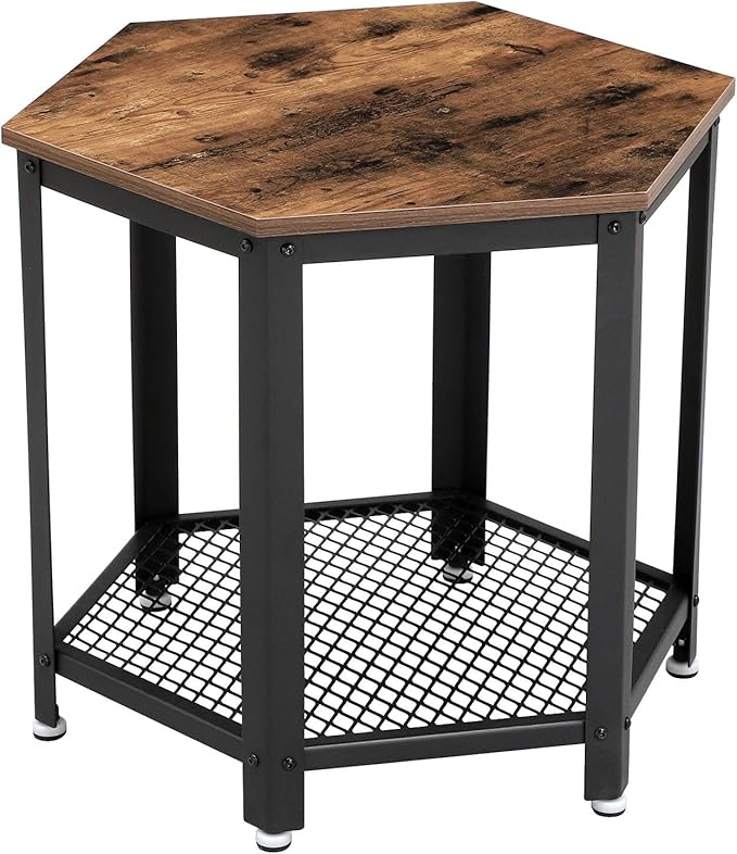 VASAGLE Side Table, Industrial End Table, Bedside Table, in Living Room Office, Stable Metal