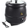 Soup Insulation Pot, 400W Stainless Steel Electric Hot Pot 10.5Qt Commercial Soup Warmer 110V Food Kettle Warmer with Hinged Lid Detachable for Restaurants, Buffets, Hotels, Parties