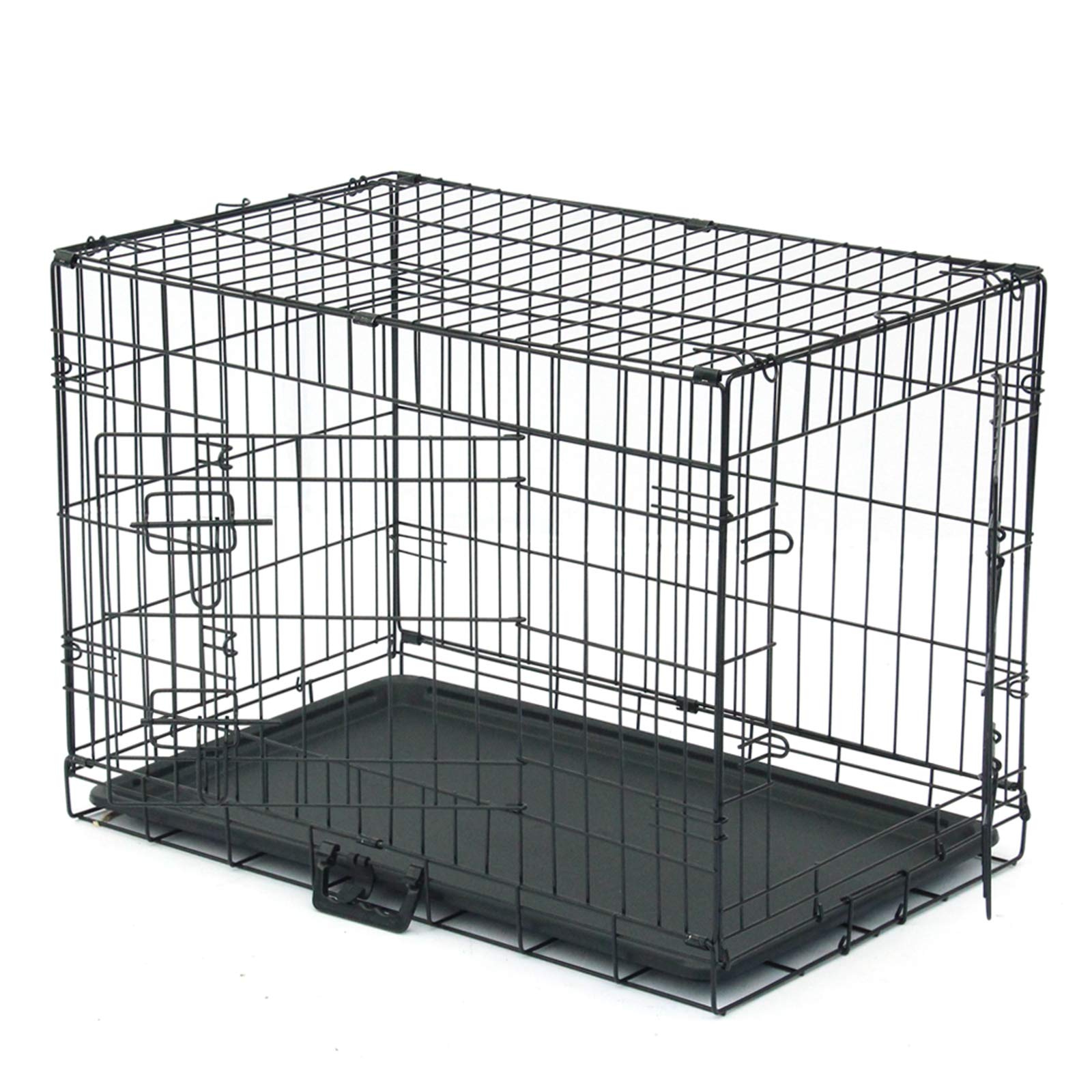 Buy Folding Metal Pet Crate for Small/Medium Dogs, Double Door Dog