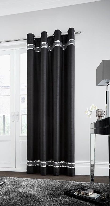 Comfy Nights Diva Design Curtains In All Sizes Black 55x90