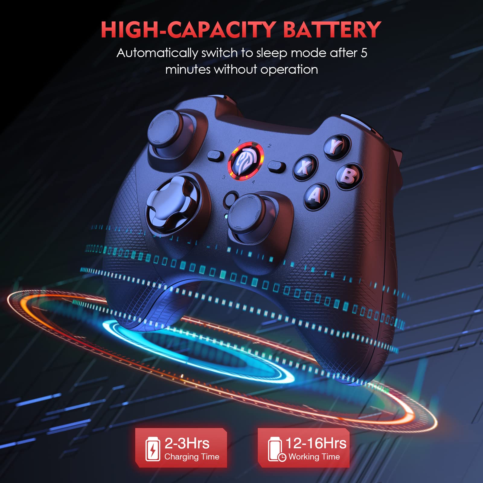 EasySMX Wireless Game Joystick Controller, 2.4G Wireless Gamepad Joystick PC, Dual Vibration, 14 Hours of Playing for PC/PS3/TV Box/Nintendo Switch (Black)