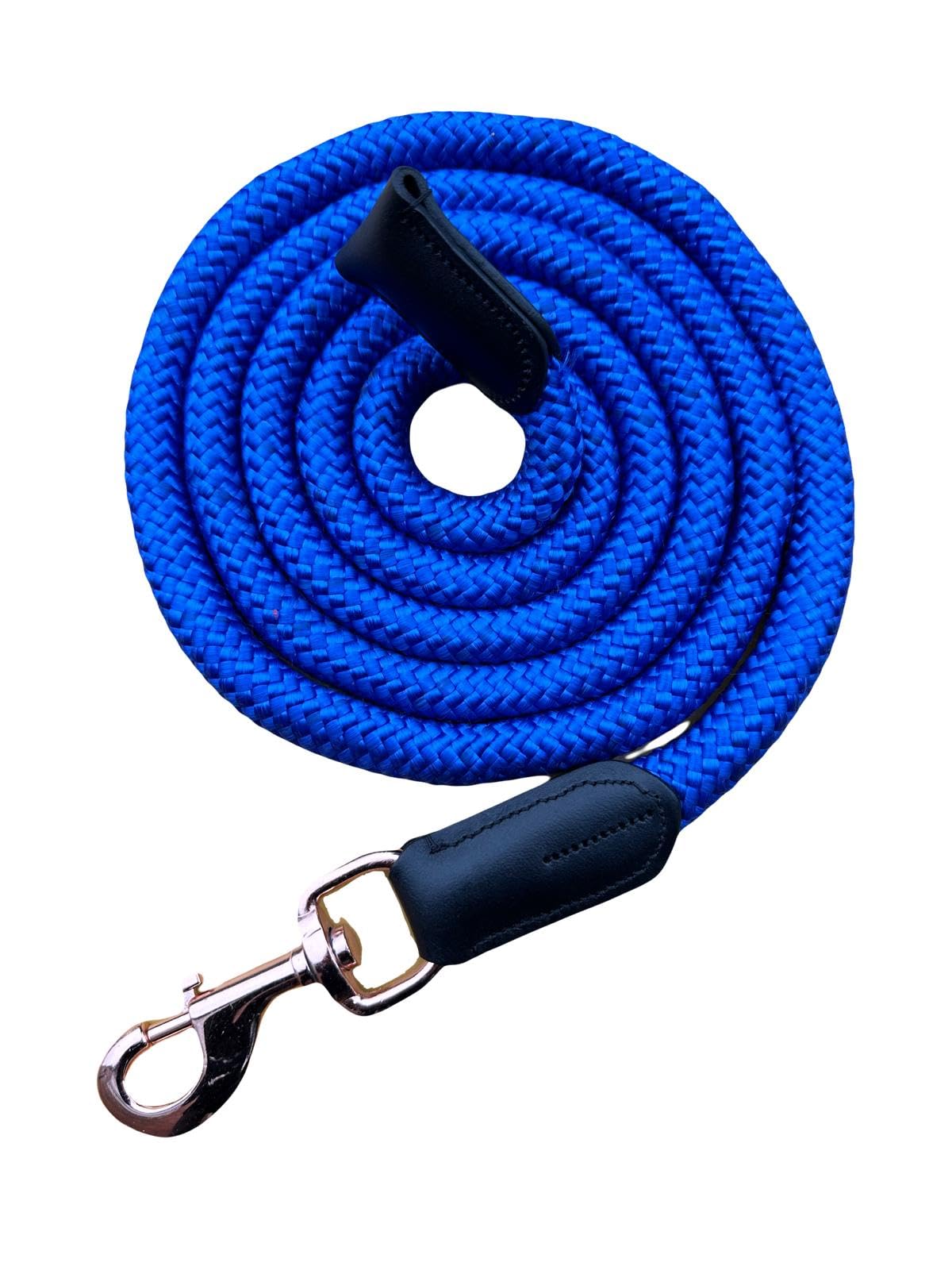 Luxury Horse Lead Rope for headcollars with Leather 18 mm thick Rose Gold Snap (Royal Blue)