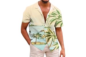 APIVOE Hawaiian Shirt for Men Short Sleeve Button Down Tropical Beach Shirts 2024 Summer Casual Holiday Funky Graphic T-Shirt
