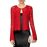 FAIRY SEASON Women's One-Button Crochet Cardigan with Golden Thread, Vintage Cropped Hollow Out Knit Shrug for Formal Events