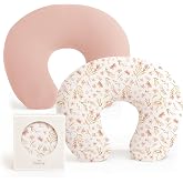 Konssy 2 Pack Nursing Pillow Covers, Soft Stretchy Cover for Breastfeeding | Covers Only, Milk Silk Fabric, Breathable &amp; Machine Washable, Slipcovers for Newborn Baby Boy Girl, (Pink Spring,pink)