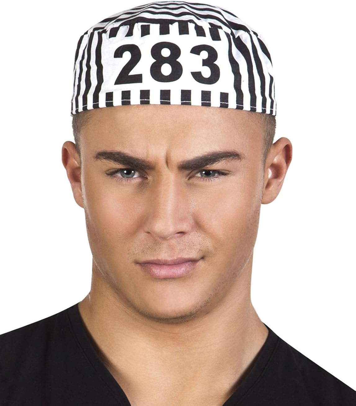 Boland 93900 Catcher Cap - Black and White Party Hat with Number 283 Print, Perfect for Costumes Hen Parties, and Theme Events