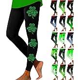 St Patricks Day Leggings for Women Shamrock Leggings Causal Irish Green Pant Soft Tummy Control Workout Yoga Pants