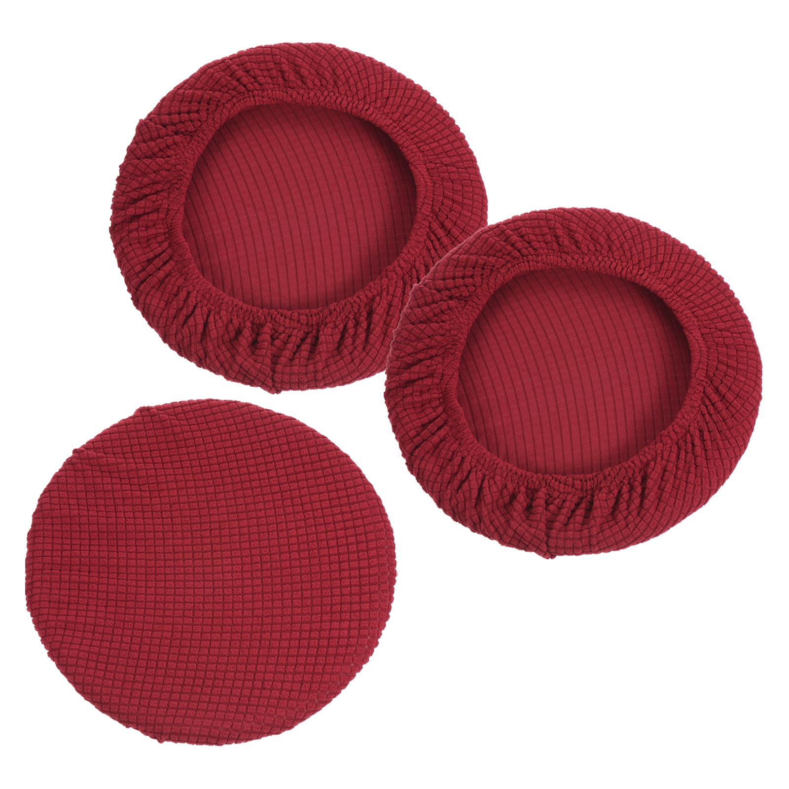 PATIKIL 11" Round Bar Stool Cover, 3 Pack Elastic Bar Stool Cover Washable Seat Cover for Diameter 11"-16" Chair, Wine Red