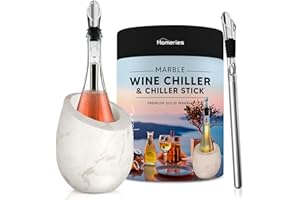 Homeries Marble Wine Chiller Bucket - Wine & Champagne Cooler for Parties, Dinner – Keep Wine & Beverages Cold – Holds Any 750ml Bottle - Ideal Gift for Wine Enthusiasts (Matte White)